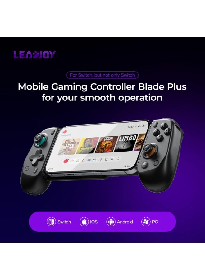 LEADJOY وحدة تحكم ألعاب لاسلكية LeadJoy Blead Plus الاحترافية مع خاصية التمدد لجهاز Switch/Switch 2/Android/iOS/PC مع زناد هول/عصا التحكم، مفتاحين خلفيين قابلين للتخصيص، نسيج مضاد للانزلاق ومقابض أكثر سمكًا، محمولة، خفيفة الوزن، بطارية 600mAh - Image 4